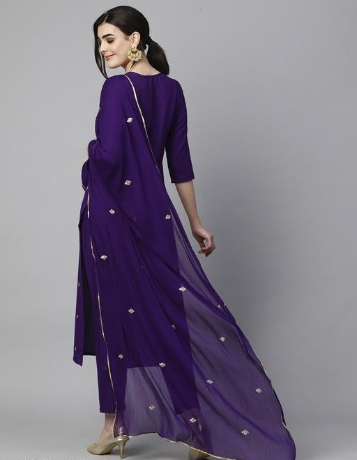 YAGNIK FASHION Women Ethnic Motifs Embroidered Regular Thread Work Kurta with Trousers & With Dupatta - Yagnik Fashion