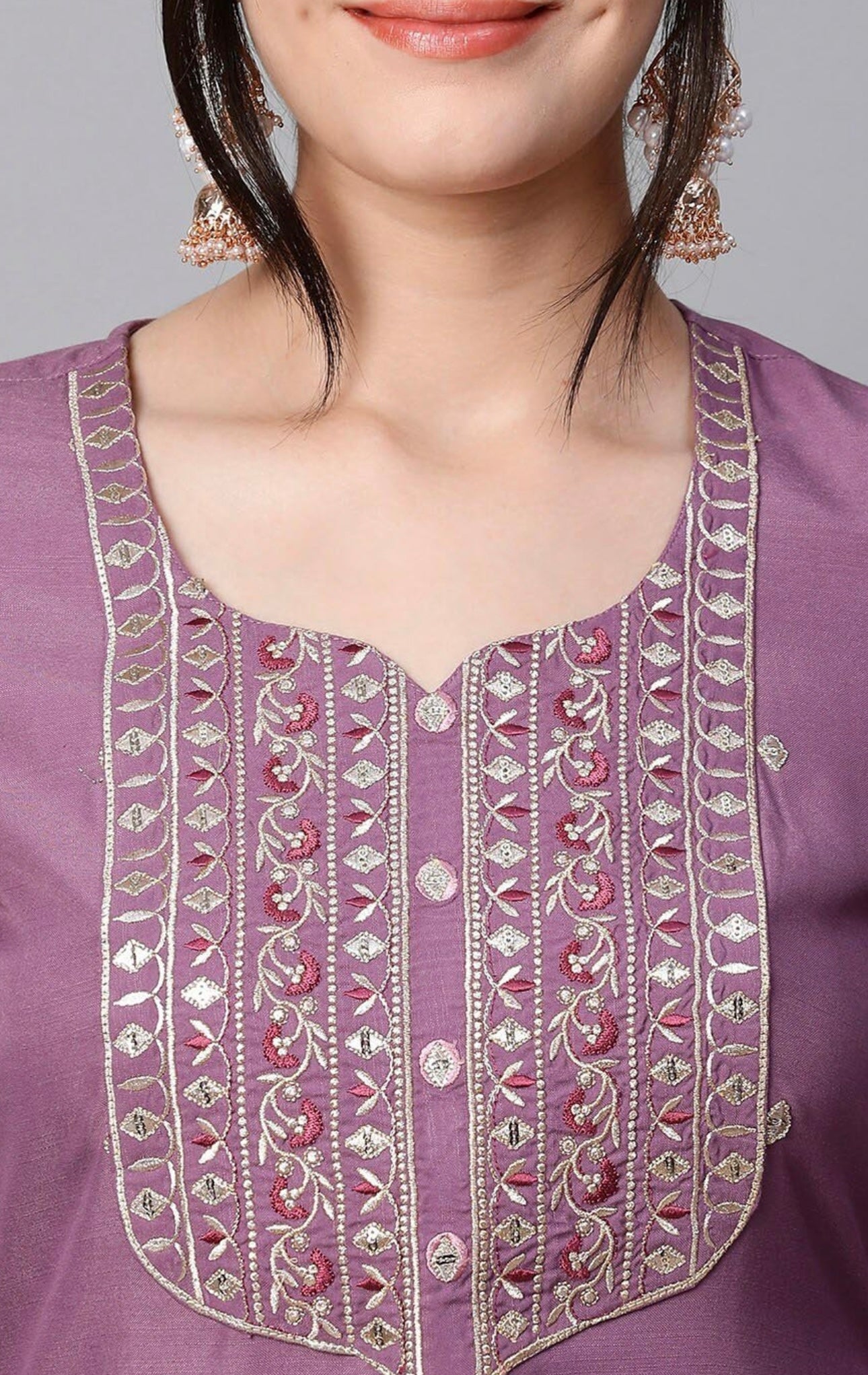 Women Ethnic Motifs Embroidered Regular Thread Work Kurta with Trousers & With Dupatta - Yagnik Fashion