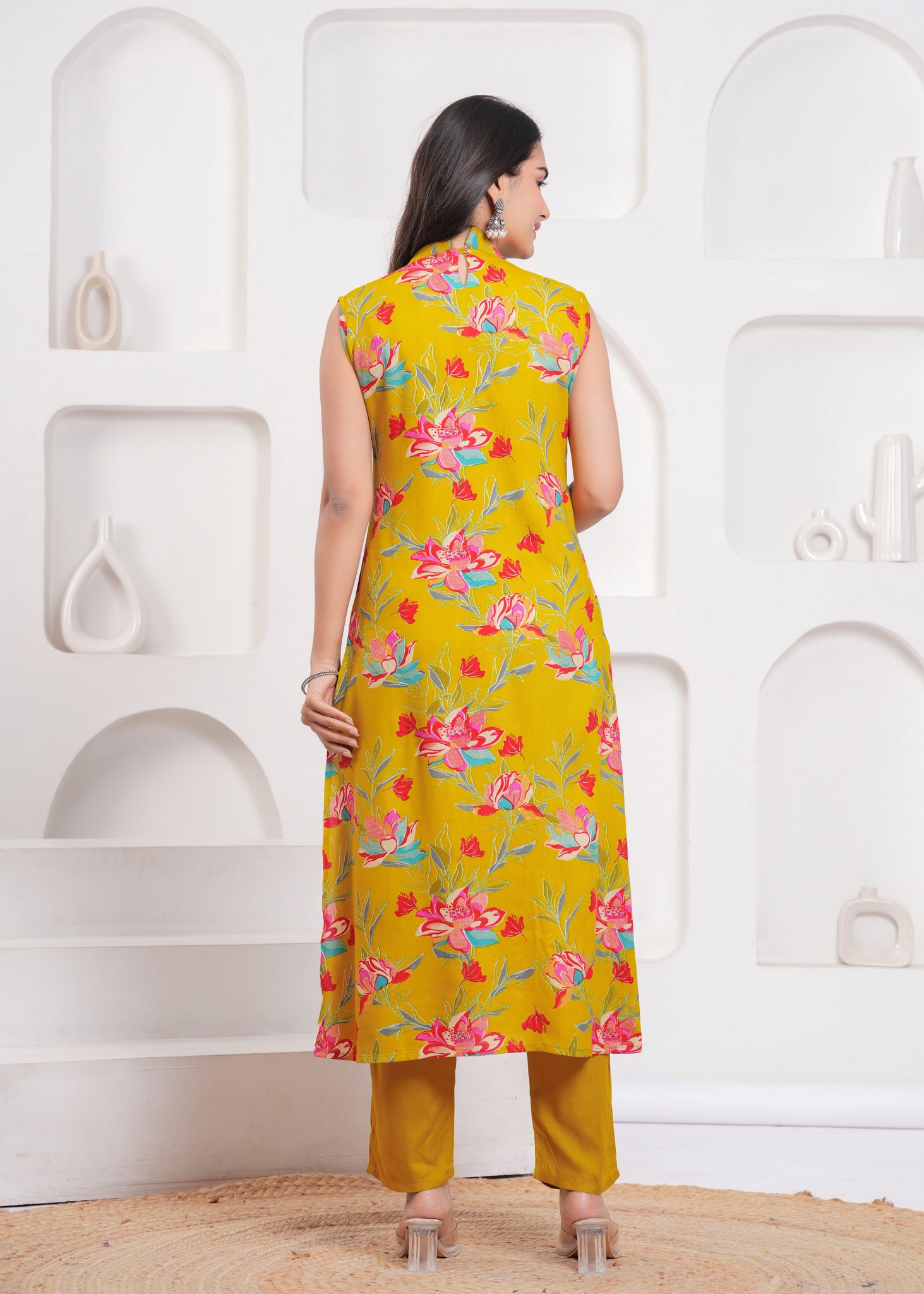 YAGNIK FASHION Women Yellow Viscose Rayon Kurta Sets - Yagnik Fashion