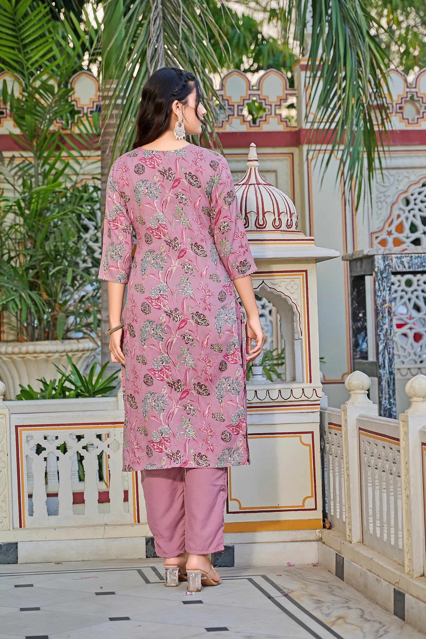 Floral Printed Straight Kurta with Trousers & Dupatta - Yagnik Fashion