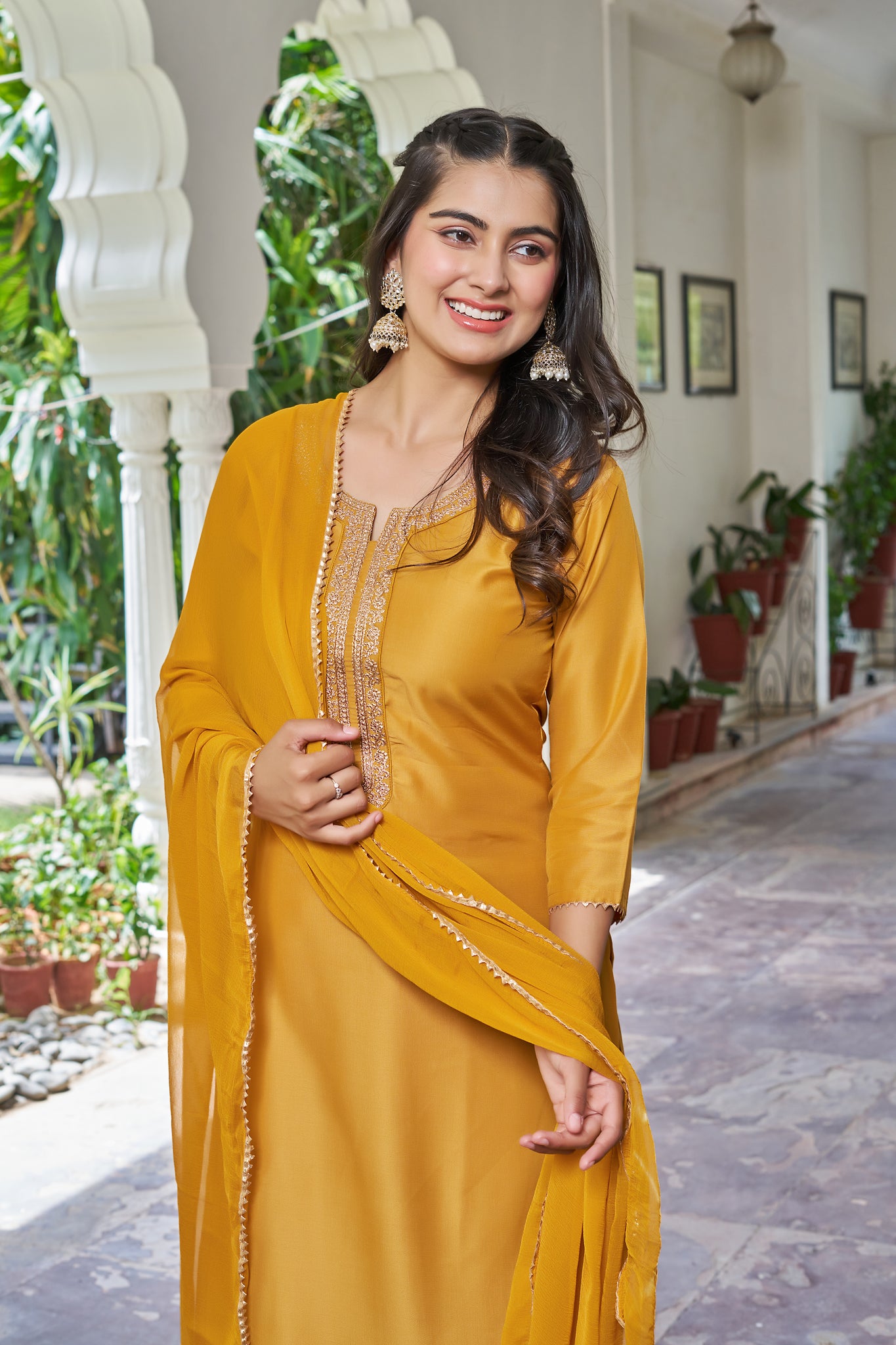 YAGNIK FASHION Sequinned Kurta with Trouser & Dupatta - Yagnik Fashion