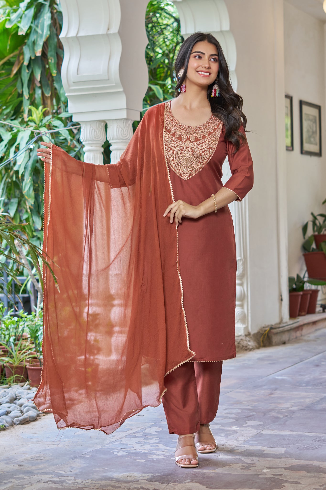 YAGNIOK FASHION Women Embroidered Regular Thread Work Kurta with Trousers & With Dupatta - Yagnik Fashion