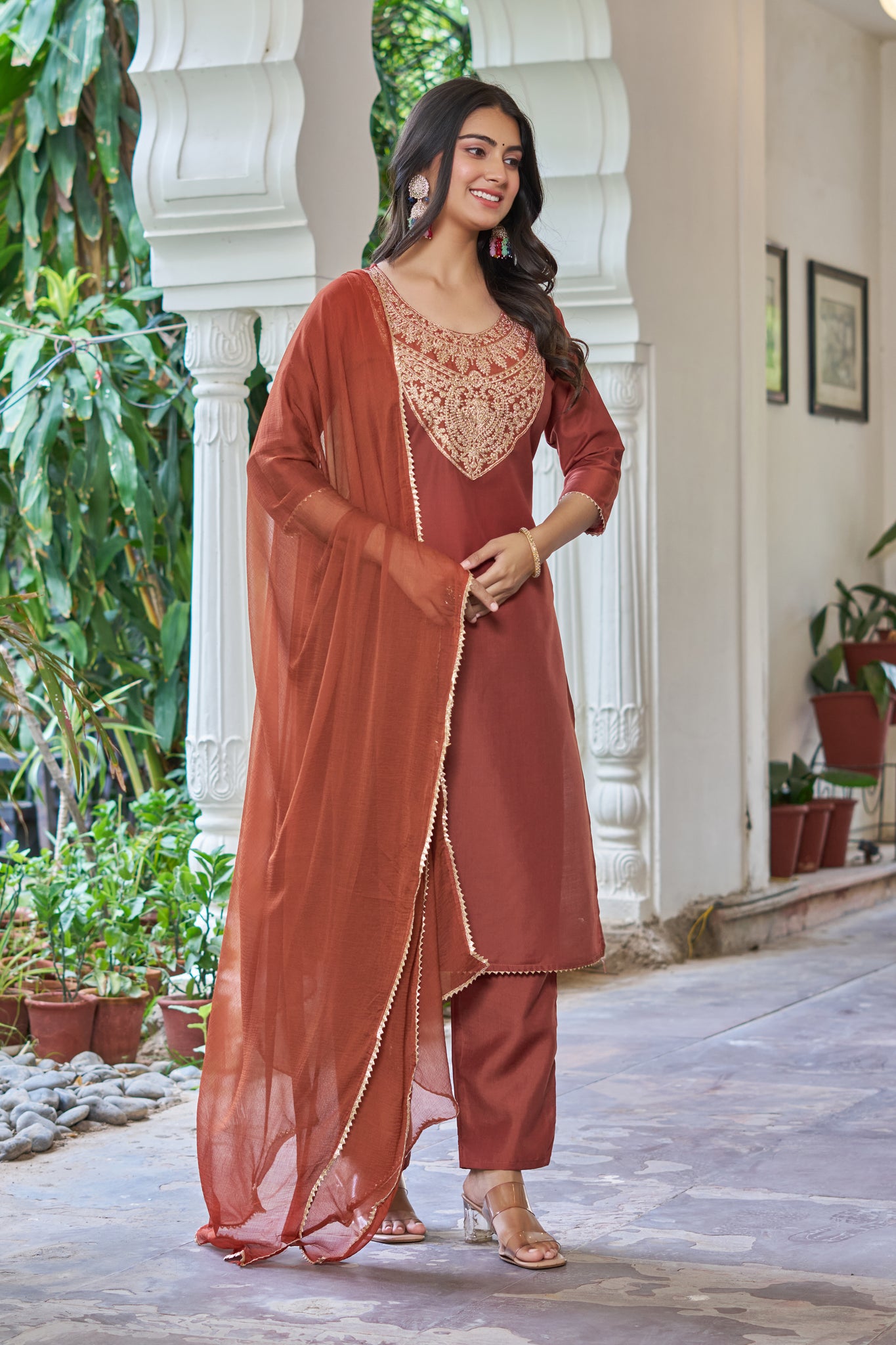 YAGNIOK FASHION Women Embroidered Regular Thread Work Kurta with Trousers & With Dupatta - Yagnik Fashion