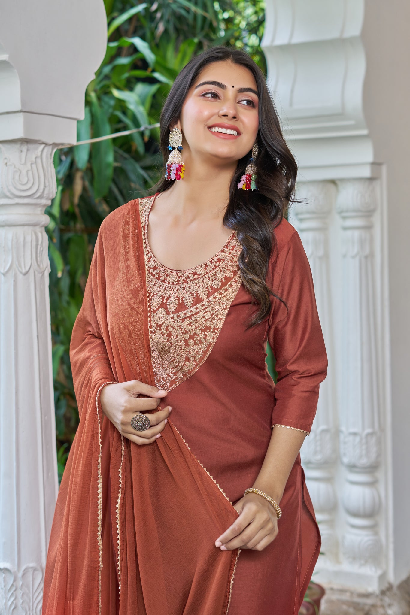 YAGNIOK FASHION Women Embroidered Regular Thread Work Kurta with Trousers & With Dupatta - Yagnik Fashion