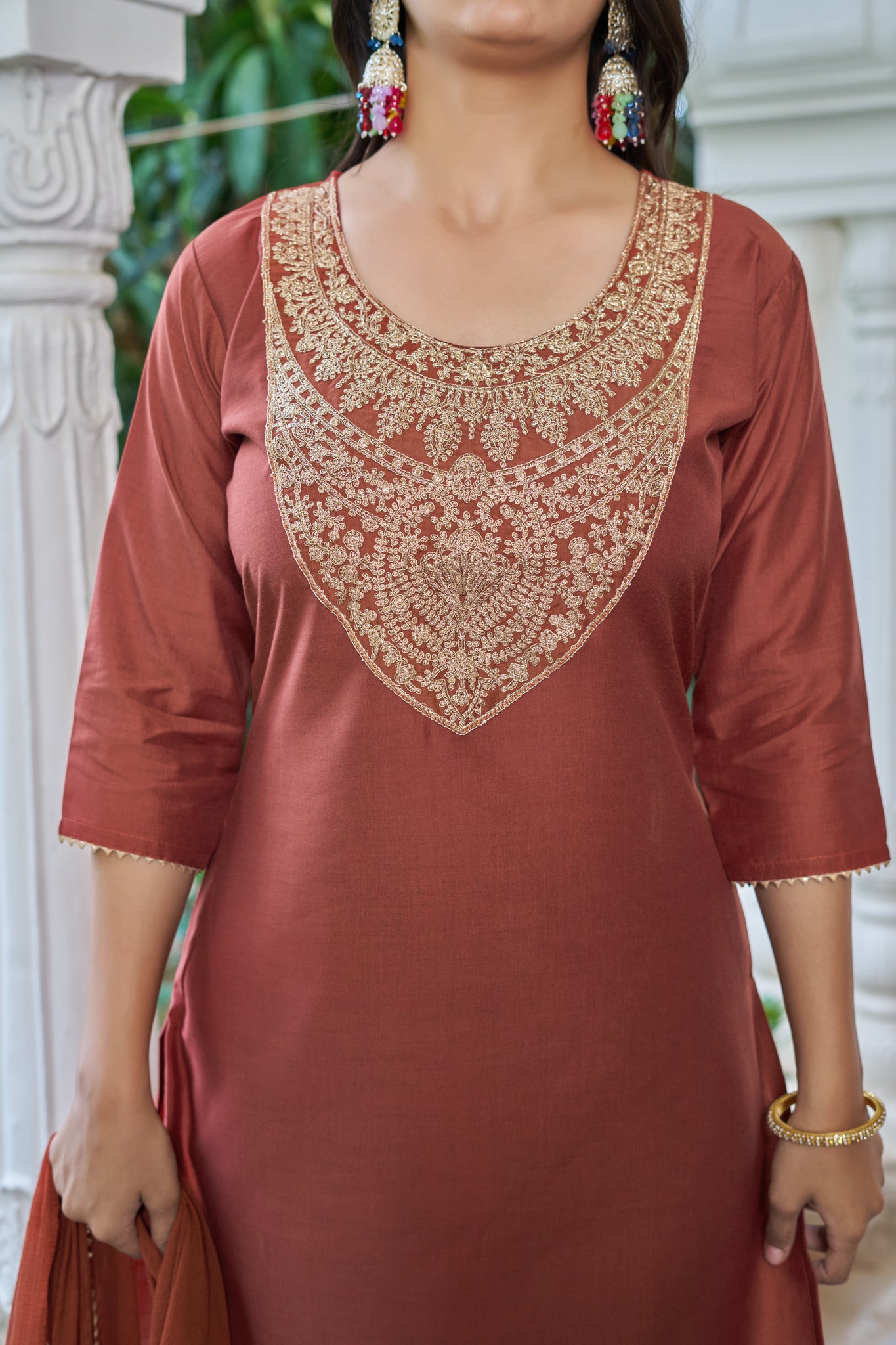 YAGNIOK FASHION Women Embroidered Regular Thread Work Kurta with Trousers & With Dupatta - Yagnik Fashion