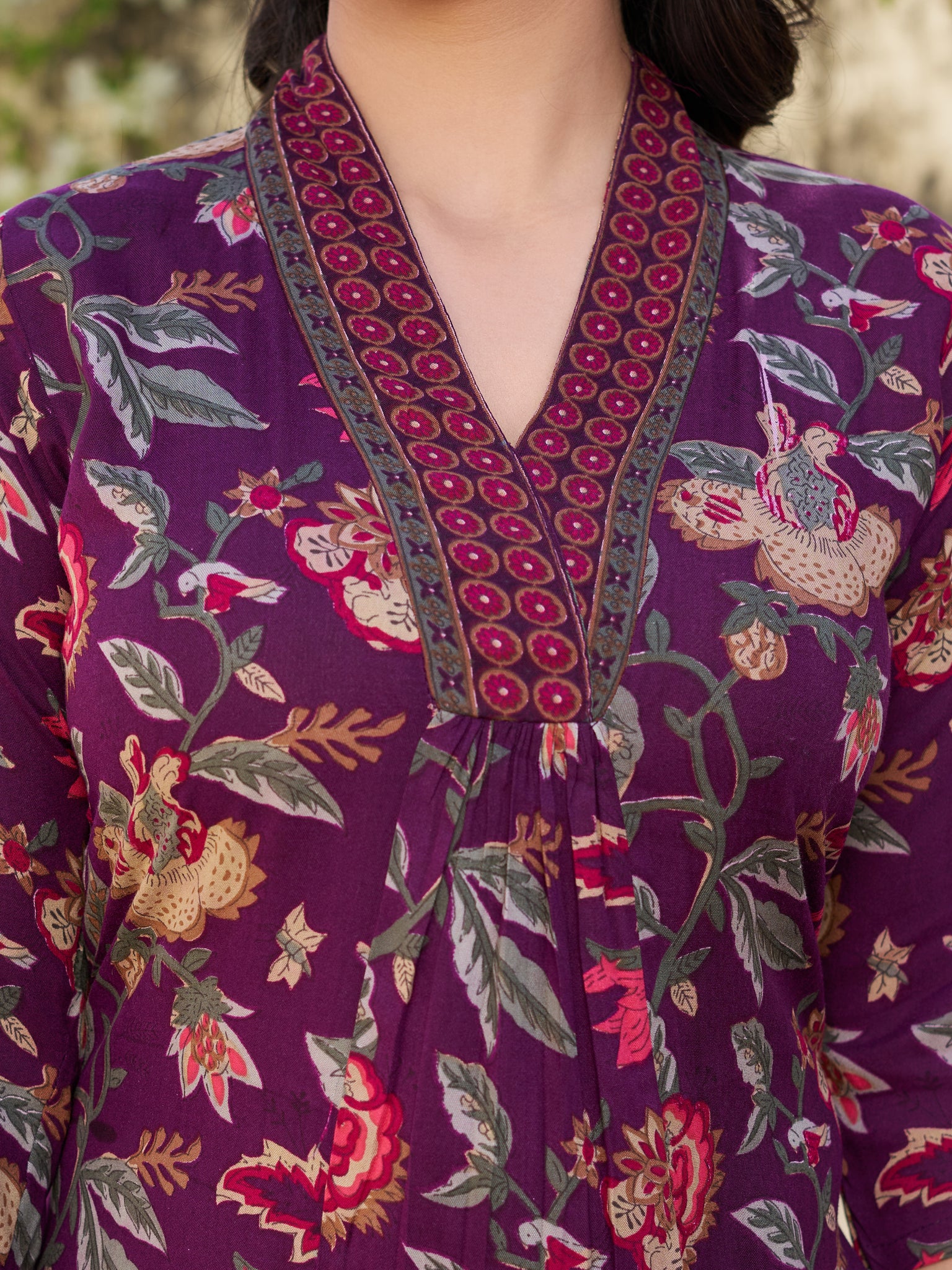 YAGNIK FASHION PRINTED V-NECK DUPATTA SET - Yagnik Fashion