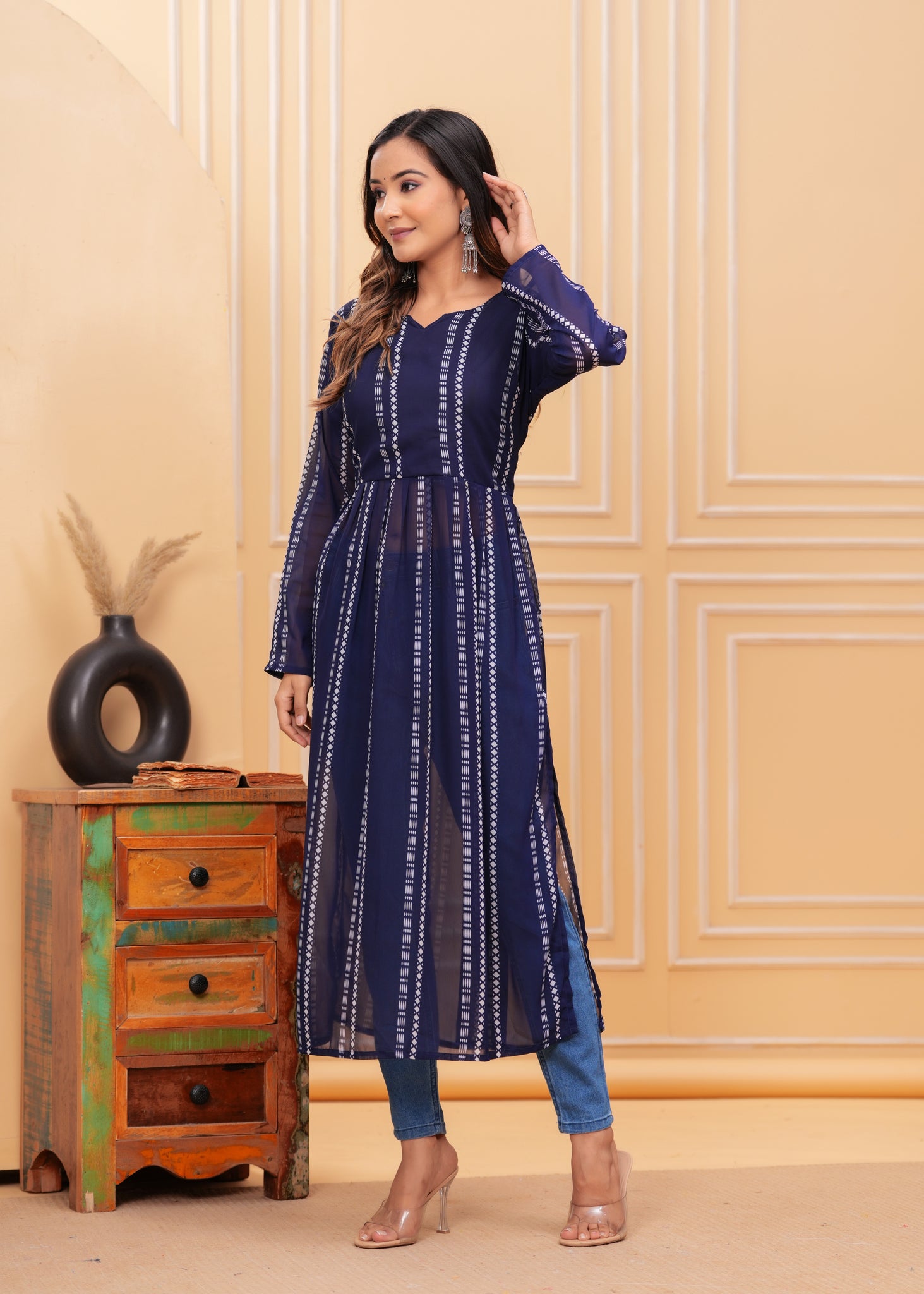 Yagnik Fashion Daily Wear Georgette Naira Cut Kurti