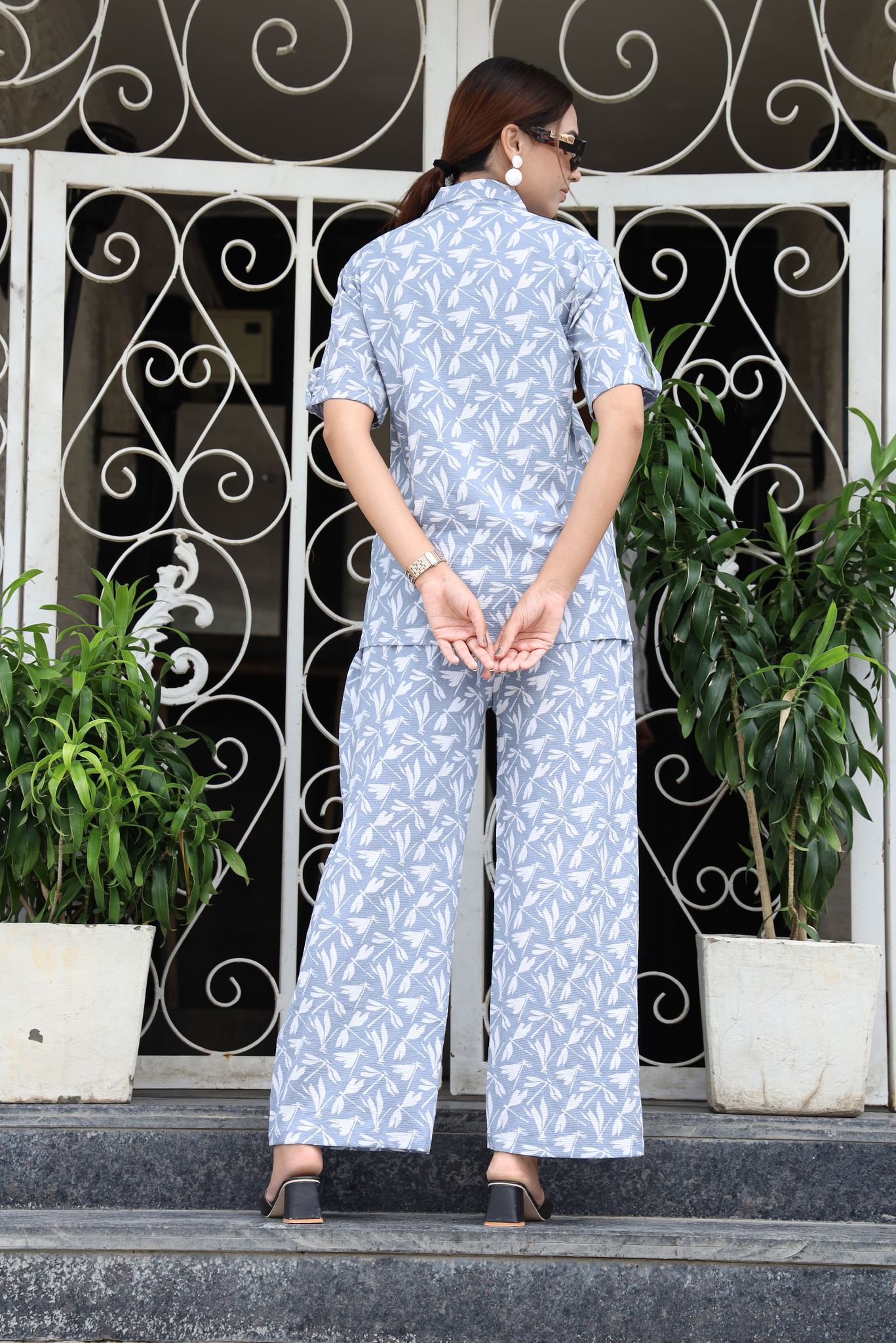 Classy Designer Sky Blue Women Top & Bottom Sets - Yagnik Fashion