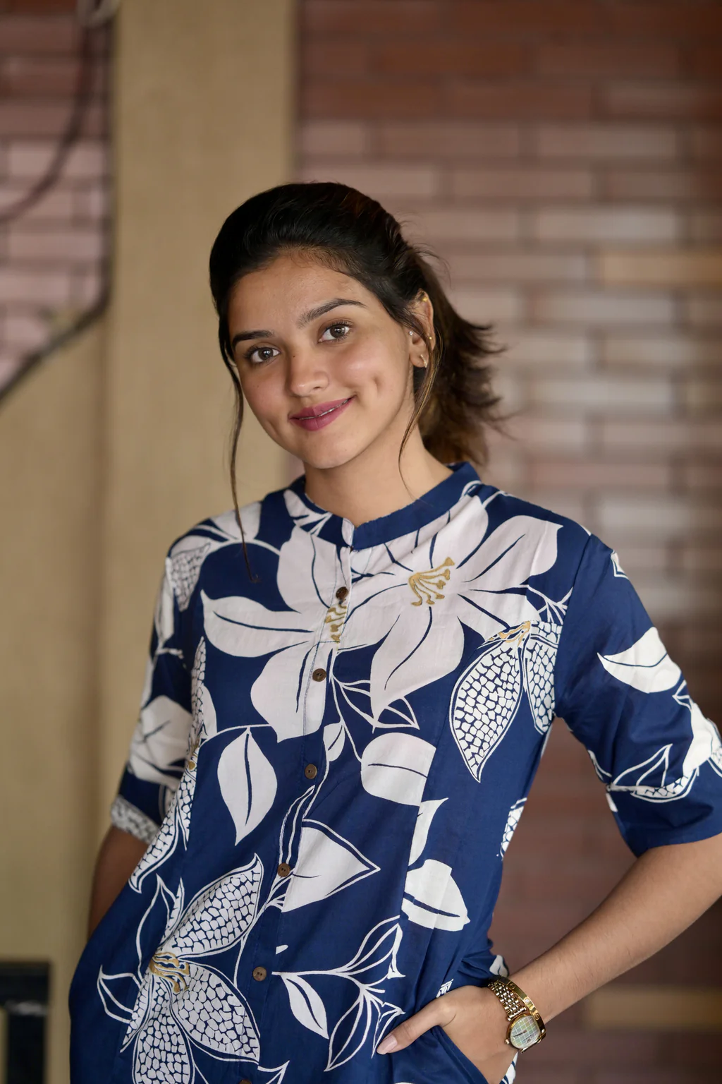 YAGNIK FASHION Women Floral Printed Mandarin Collar Regular Kurta with Trousers - Yagnik Fashion
