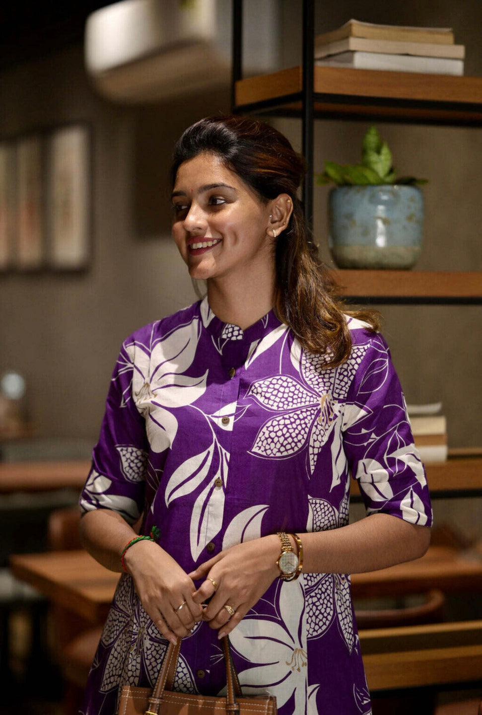 YAGNIK FASHION Women Floral Printed Mandarin Collar Regular Kurta with Trousers - Yagnik Fashion