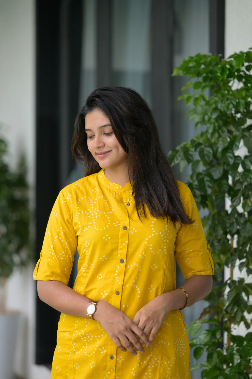 YAGNIK FASHION Floral Printed Mandarin Collar A-Line Kurta With Trousers - Yagnik Fashion
