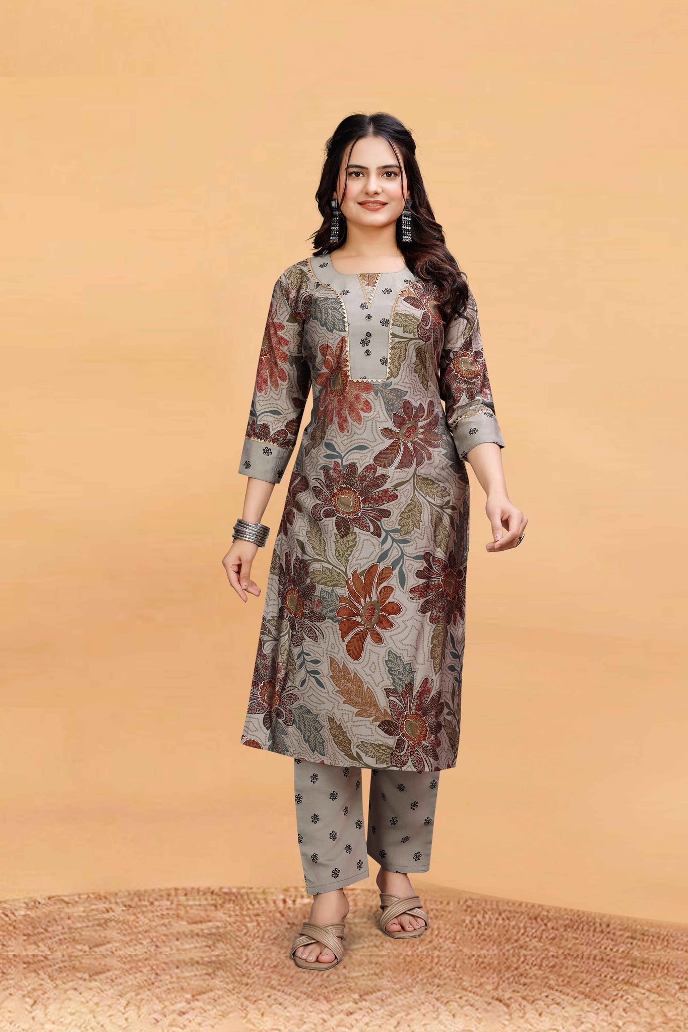 Yagnik Fashion Ethnic Motifs Printed V Pattern Neck Pure Chanderi Cotton Kurta Set