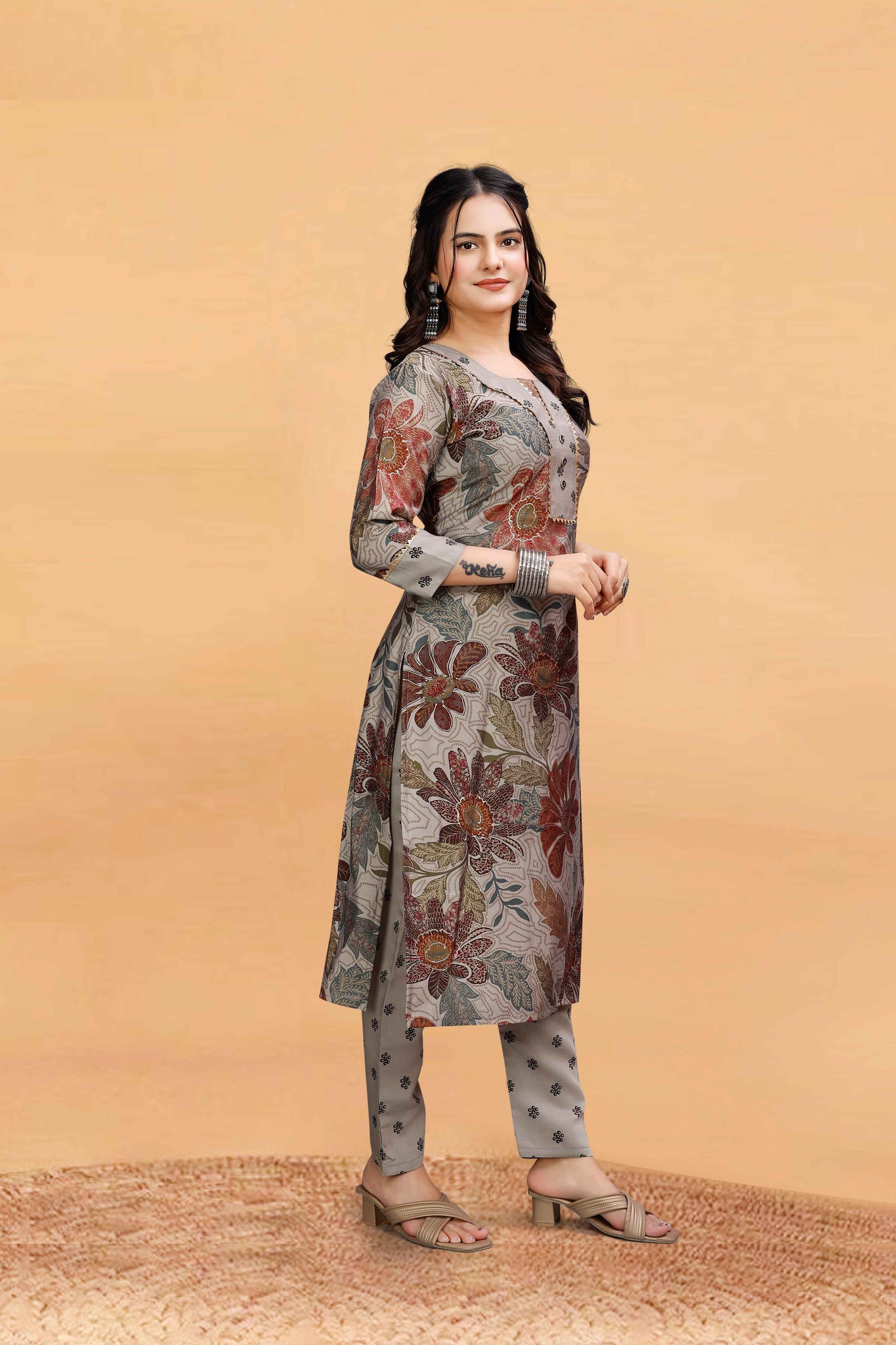 Yagnik Fashion Ethnic Motifs Printed V Pattern Neck Pure Chanderi Cotton Kurta Set