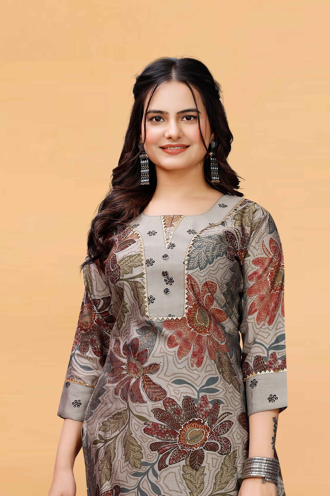 Yagnik Fashion Ethnic Motifs Printed V Pattern Neck Pure Chanderi Cotton Kurta Set