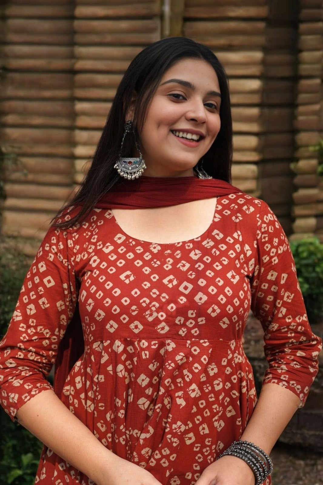 YAGNIK FASHION ACACIO  Printed V-Neck Pleated Anarkali Kurta With Palazzos & Dupatta